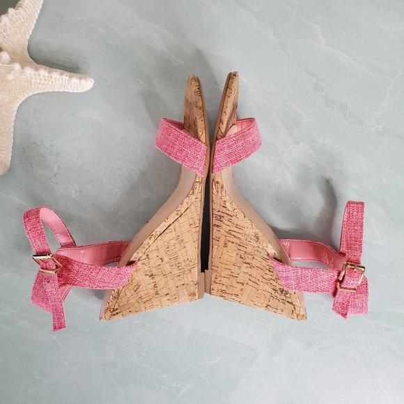 NEW Pink Tweed And Cork Wedges - Picture 5 of 6